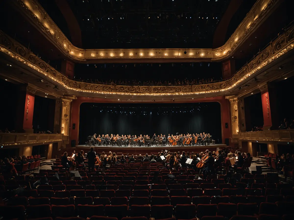 orchestra posizionata al teatro Ariston per il festival di Sanremo